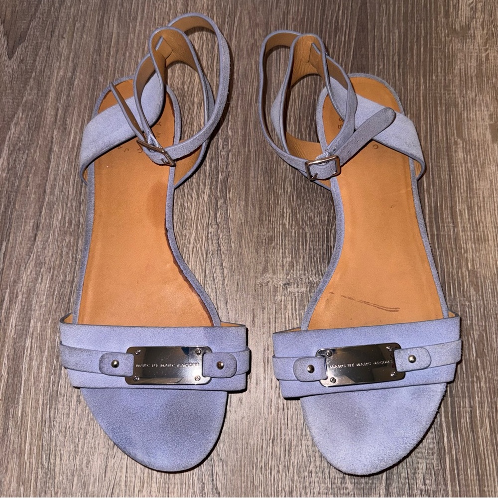 Marc by Marc Jacobs Lavender purple logo plated Suede Ankle-Strap Sandals 8